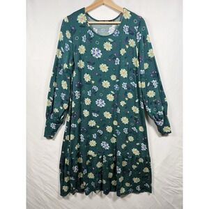 Gudrun Sjoden Ingrid Dress Stretch Jersey M Green Floral Boho